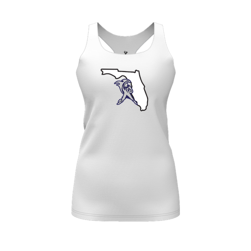 [FT0TRBWH-FYS-LOGO1] Decker Racerback Tank Top (Female Youth S, White, Logo 1)