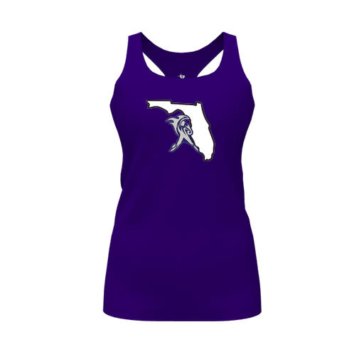 [FT0TRBPP-FYS-LOGO1] Decker Racerback Tank Top (Female Youth S, Purple, Logo 1)
