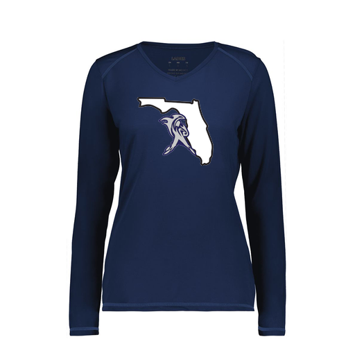 [6847.065.XS-LOGO1] Women's SoftTouch Long Sleeve (Female Adult XS, Navy, Logo 1)