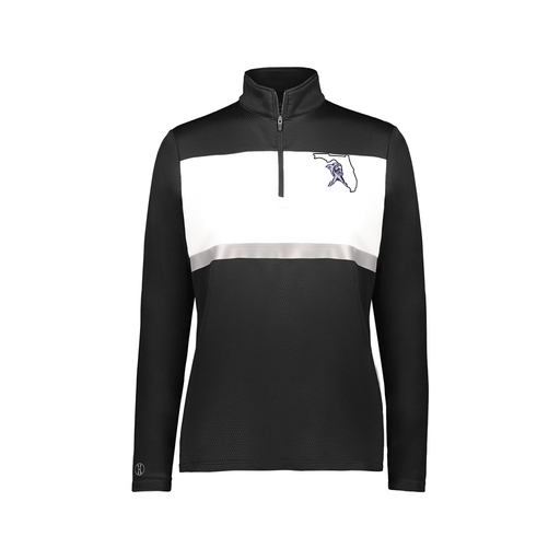 [222791.420.XS-LOGO1] Ladies Bold 1/4 Zip Pullover (Female Adult XS, Black, Logo 1)