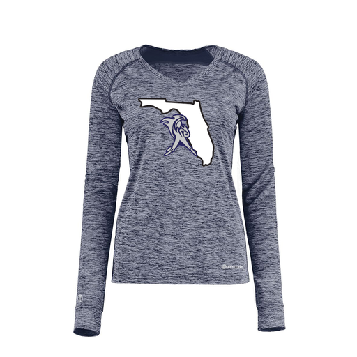 [222770.U22.XS-LOGO1] Ladies Electric Long Sleeve Shirt (Female Adult XS, Navy, Logo 1)