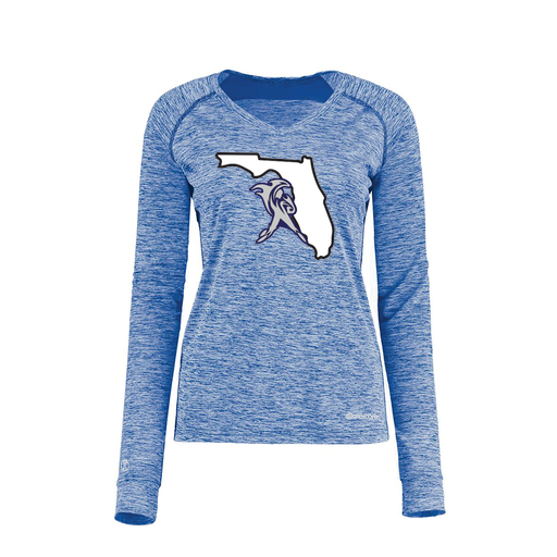 [222770.U55.XS-LOGO1] Ladies Electric Long Sleeve Shirt (Female Adult XS, Royal, Logo 1)
