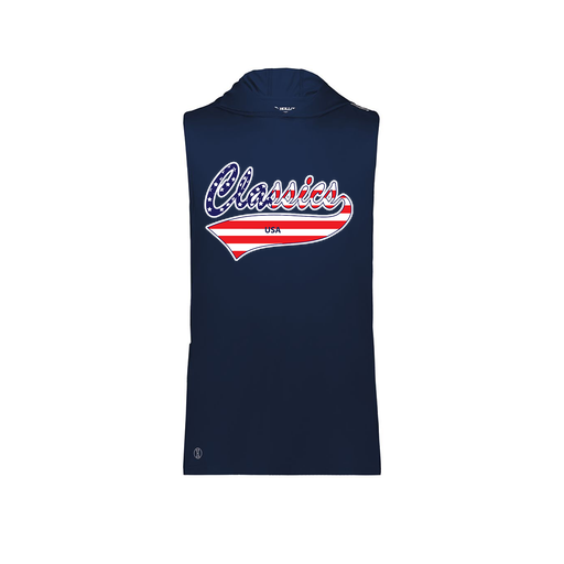 [222590.065.XS-LOGO2] Men's CoolDry Sleeveless Hoodie (Adult XS, Navy, Logo 2)