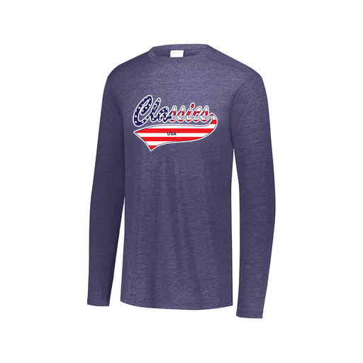 [3075.U22.XS-LOGO2] Decker Men's Tri-Blend T-Shirt - Long Sleeve (Adult XS, Navy, Logo 2)