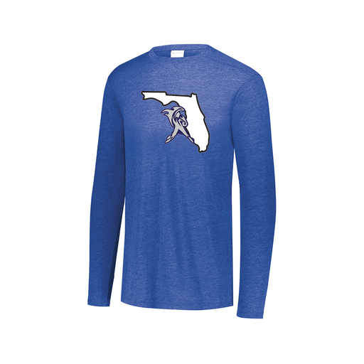 [FTLCUBRY-AXS-LOGO1] Decker Men's Tri-Blend T-Shirt - Long Sleeve (Adult XS, Royal, Logo 1)