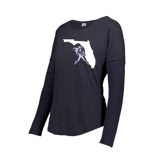 [FTLCUBNV-FAXS-LOGO1] Decker Women's Tri-Blend T-Shirt - Long Sleeve (Female Adult XS, Navy, Logo 1)
