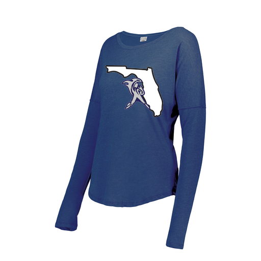 [FTLCUBRY-FAXS-LOGO1] Decker Women's Tri-Blend T-Shirt - Long Sleeve (Female Adult XS, Royal, Logo 1)