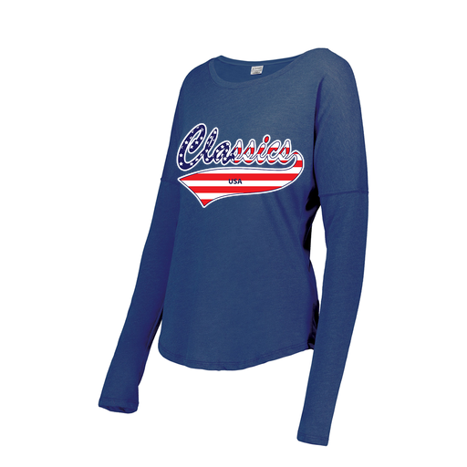 [FTLCUBRY-FAXS-LOGO2] Decker Women's Tri-Blend T-Shirt - Long Sleeve (Female Adult XS, Royal, Logo 2)