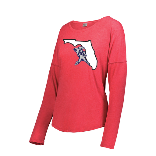 [FTLCUBRD-FAXS-LOGO1] Decker Women's Tri-Blend T-Shirt - Long Sleeve (Female Adult XS, Red, Logo 1)